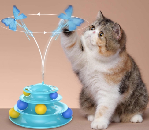 逗猫玩具猫转盘自嗨解闷逗猫器宠物玩具蝴蝶逗猫棒猫玩具